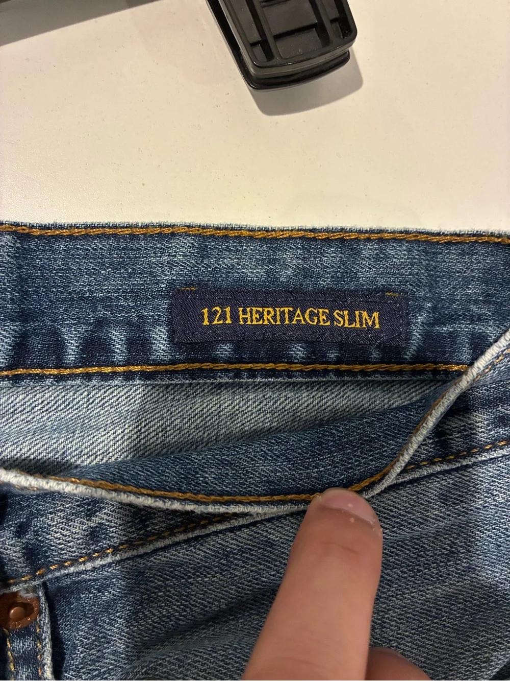 Lucky Brand Blue Denim Jeans with Leather Patch